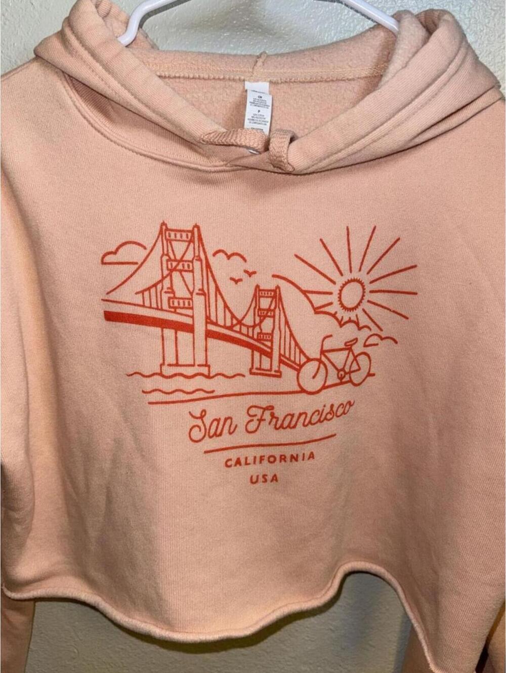 San Francisco Graphic Cropped Hoodie Sweatshirt - Size Small